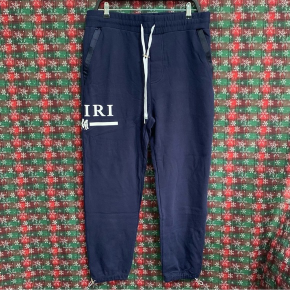 Amiri Print Drawstring Zip Pocket Loose Blue CasualTrousers